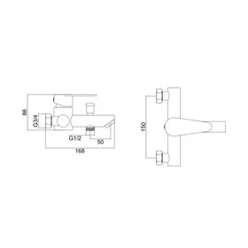 Monomando de tina ducha Cantabria acero