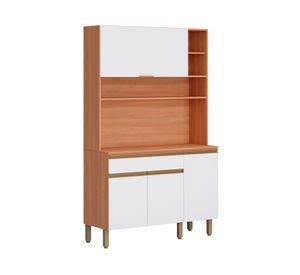 Mueble cocina 4 puertas 1 cajón Macadamia blanco/canela