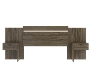 Respaldo 2 plazas con veladores Paraná nogal/blanco