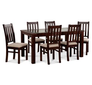 Comedor 6 sillas rectangular Ñuble chocolate/beige