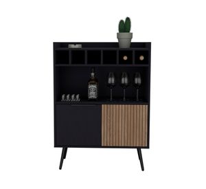 Bar 2 puertas 2 repisas Funes wengué/macadamia 106.6x78.4x40 cm