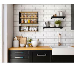 Repisa pared Berlín miel/negro 40x64x20 cm