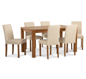 Comedor 6 sillas Phoenix beige/café 75.5x90x150 cm