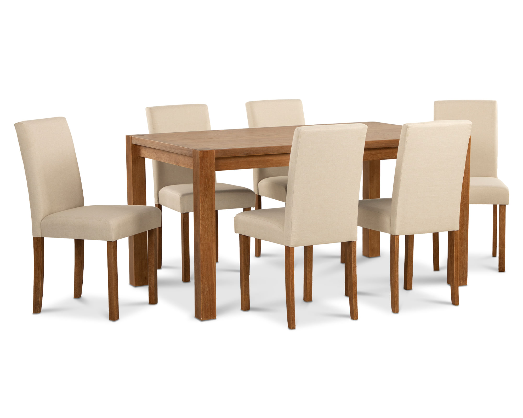 CIC Comedor 6 sillas Phoenix beige/café 75.5x90x150 cm