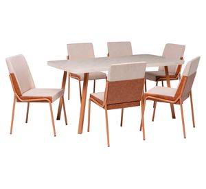 Juego de comedor 6 personas rectangular Palmas canela avellana