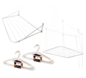 Pack 2 tendederos techo muro + 2 set colgadores