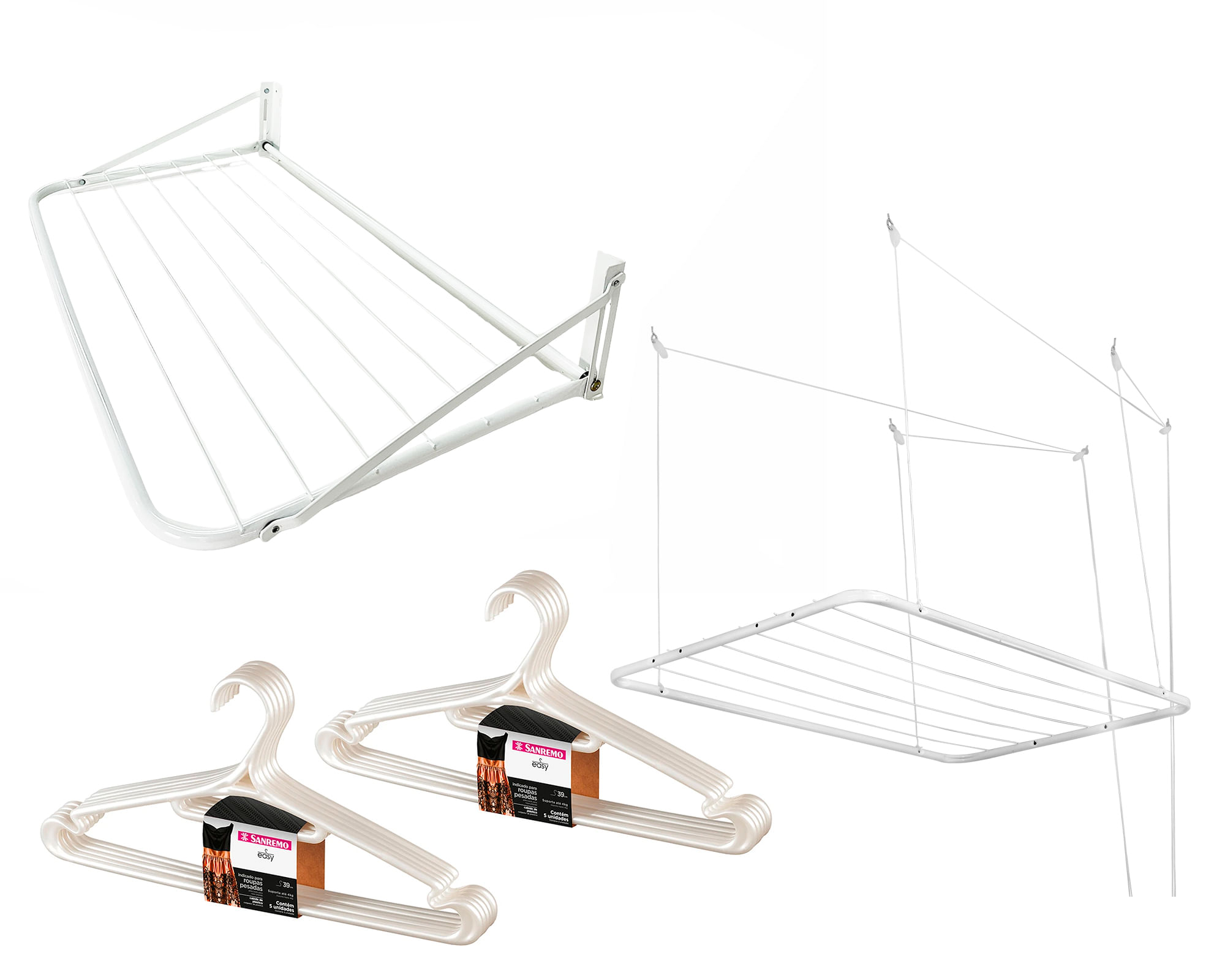 Pack 2 tendederos techo muro + 2 set colgadores a $24.990