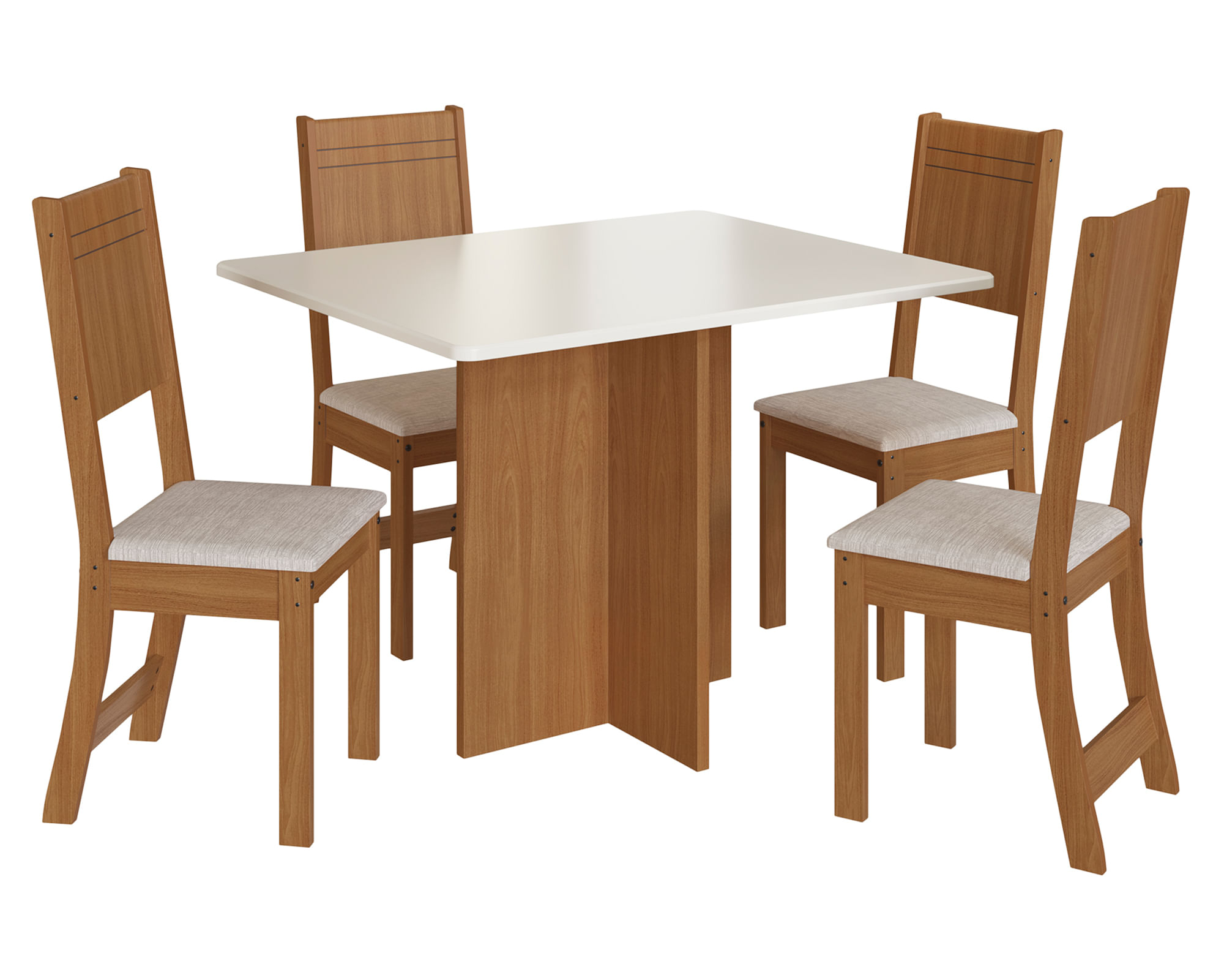 Home Mobili Comedor 4 sillas Mónaco café/off white