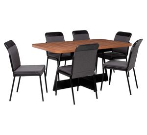 Juego de comedor 6 personas rectangular Rio canela negro