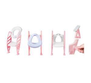 Asiento entrenador WC con escalera rosado