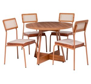 Juego de comedor Capitolio 4 personas redonda canela/avellana