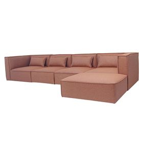 Sofá modular 5 cuerpos Jagger poliéster marrón