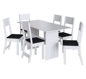 Comedor 6 sillas Tirso blanco/negro
