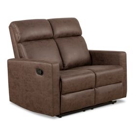 Sofá reclinable Asturias PU café 2 cuerpos