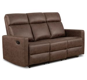 Sofá reclinable Asturias PU café 3 cuerpos