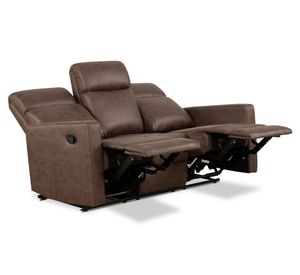 Sofá reclinable Asturias PU café 3 cuerpos
