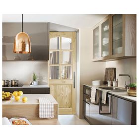 Puerta Pino Oregón 80x200 cm Nahuel 1/2 Cuerpo Vidrio AFN