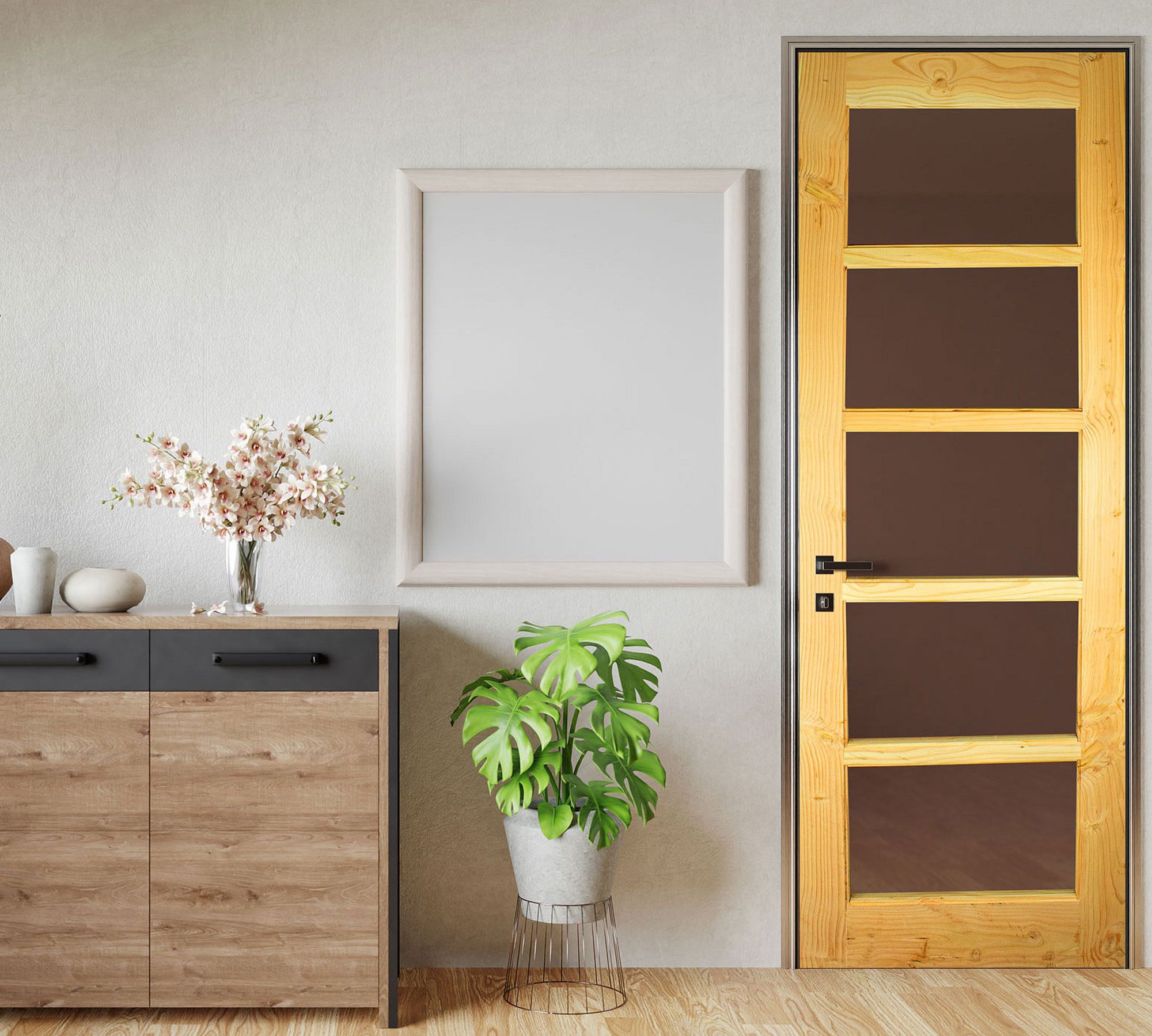 Puerta Pino Oregón Mirador Vidrio 75x200 cm AFN