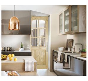 Puerta Pino Oregón 85x200 cm Nahuel 1/2 Cuerpo Vidrio AFN