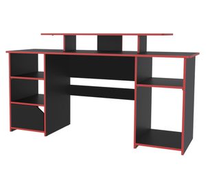 Escritorio gamer Keria wengue/rojo 88.5x157.1x50 cm