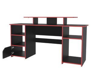 Escritorio gamer Keria wengue/rojo 88.5x157.1x50 cm