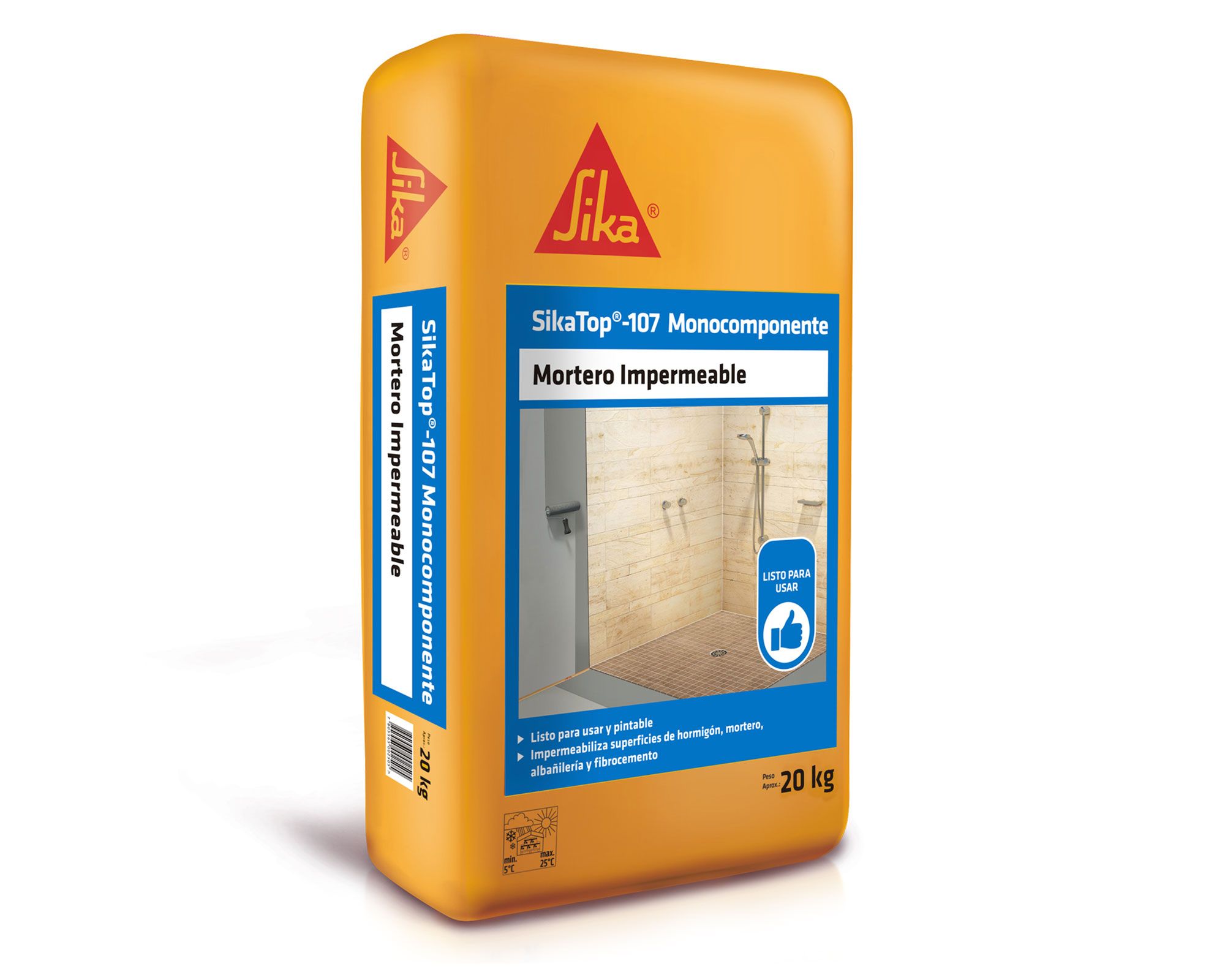 Mortero impermeable 20 kg Sikatop -107 Monocomponente Sika