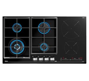 Encimera a gas + inducción 6 quemadores JZC 96342 BBB BK negro