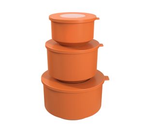 Pote hermètico redondo 3 unidades Hoop naranjo
