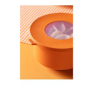 Pote hermètico redondo 3 unidades Hoop naranjo
