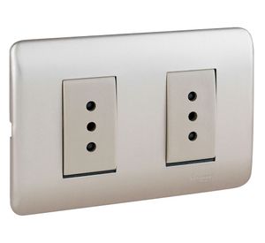 Placa toma corriente doble iridium champagne Schneider