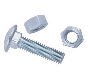 Perno coche 3/8 x 1 1/2'' zincado + tuercas 2 unidades Imporper