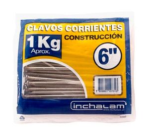 Clavo corriente 6'' acero bolsa 1 kilo Inchalam