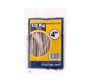 Clavo corriente 4'' acero bolsa 1/2 kilo Inchalam