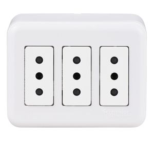 Casquete tomacorriente triple 10A 2P+T Génesis blanco Schneider