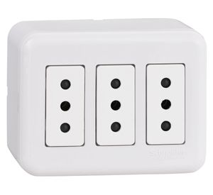 Casquete tomacorriente triple 10A 2P+T Génesis blanco Schneider
