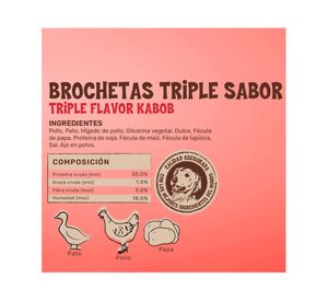 Snack perro Brochetas triple sabor 100 g