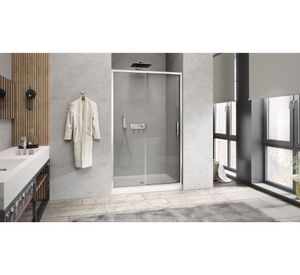 Mampara Premium corredera frontal perfil cromado 190x180x3.5 cm