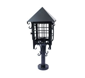 Farol 1L E27 Colonial con pilastra negro mate Euro.