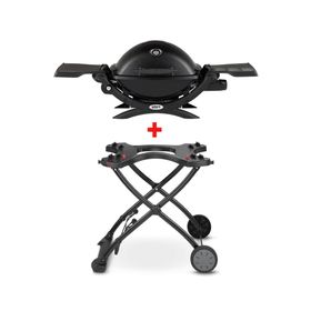 Parrilla a gas 1 quemador Q1200 negro + carro base Weber