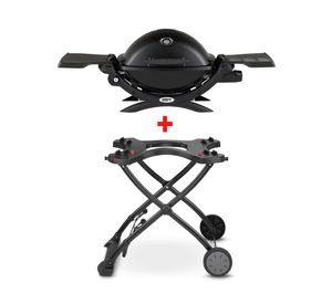Parrilla a gas 1 quemador Q1200 negro + carro base Weber