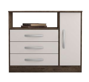 Cómoda Valle café off white 3 cajones 1 puerta