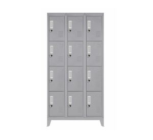 Locker 3 cuerpos 12 puertas gris Maletek