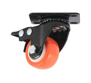 Rueda 40 mm placa con freno naranjo/negro Gevemac