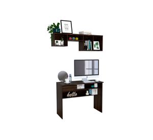 Escritorio 1 cajón Office 5 + repisa Wall 1B habano TuHome