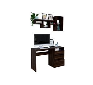 Escritorio 3 cajones Office 7 + repisa Wall 1A habano TuHome