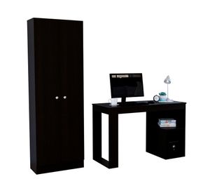 Escritorio Astana + clóset oficina 2 puertas wengue negro TuHome