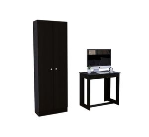 Escritorio Office 4 + clóset oficina 2 puertas wengue/wengue negro TuHome