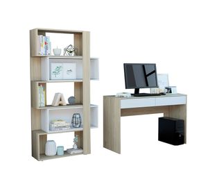 Escritorio 2 cajones Acre + biblioteca cubo Beijing rovere/blanco