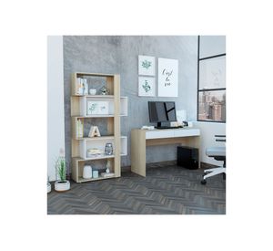 Escritorio 2 cajones Acre + biblioteca cubo Beijing rovere/blanco