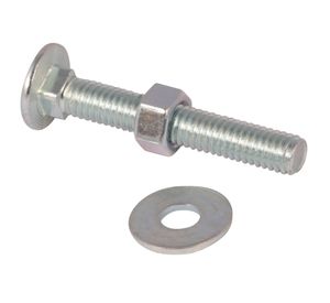 Perno coche + tuerca + golilla 3/8 x 2 1/2'' zincado 20 unidades Imporper